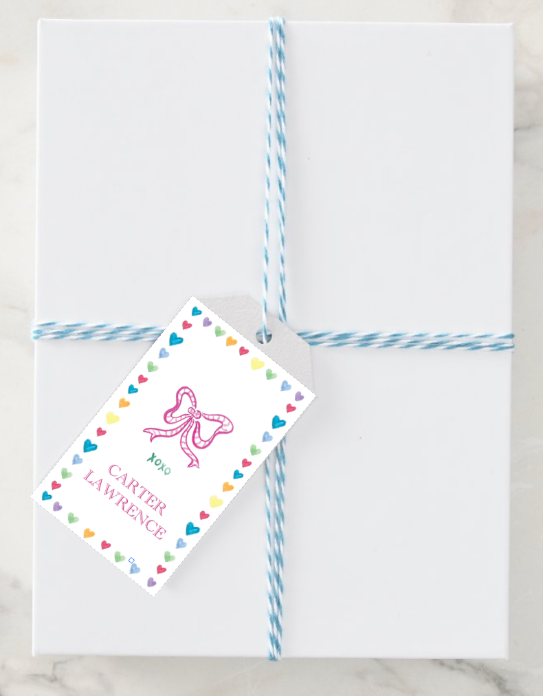 Custom Bow & Hearts Gift Tag