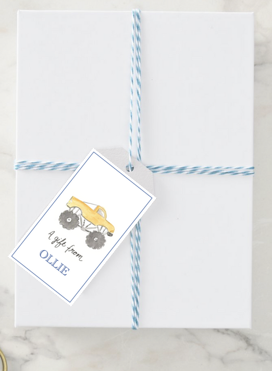 Gift Tag: Yellow Monster Truck
