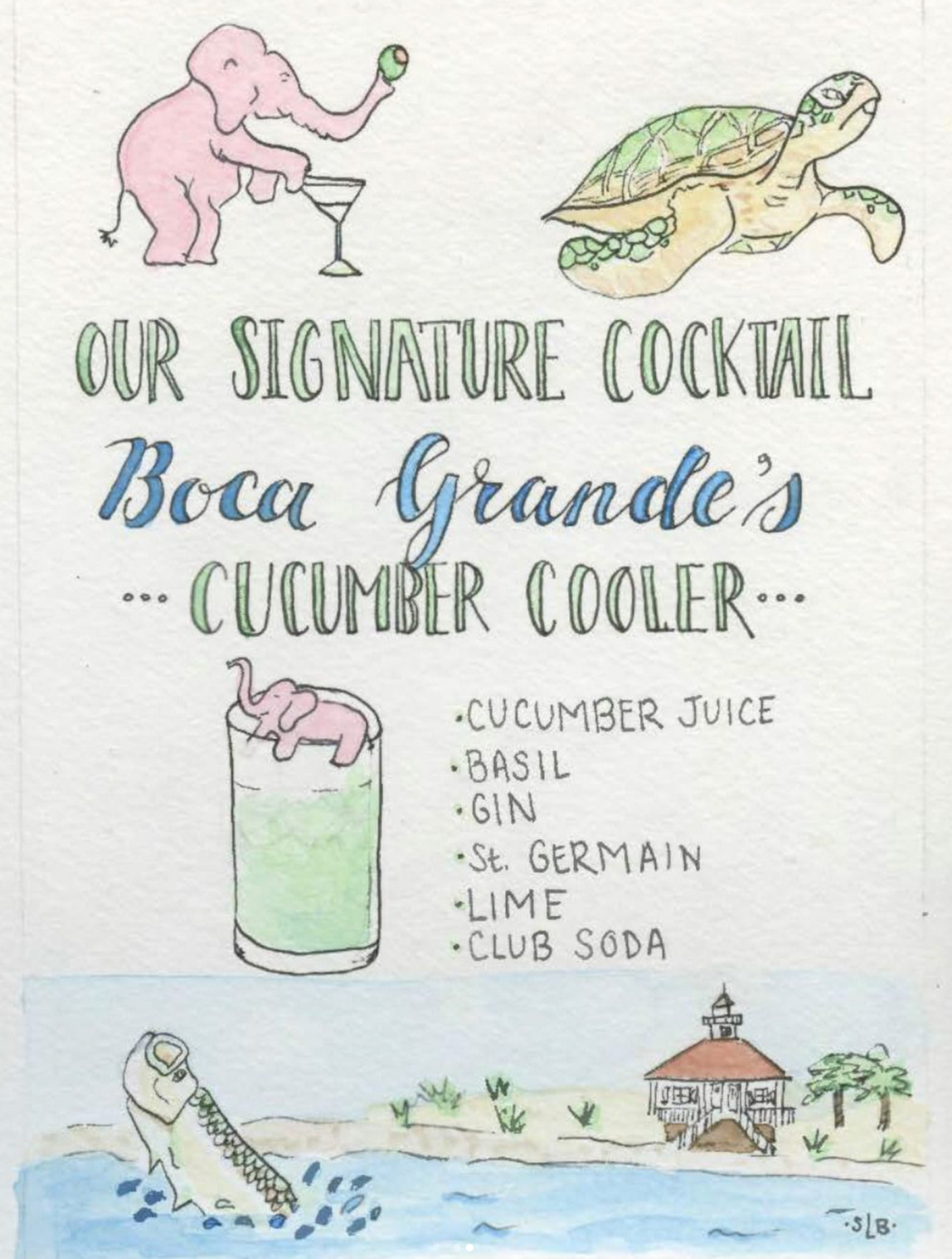Custom Watercolor Signature Cocktail Artwork