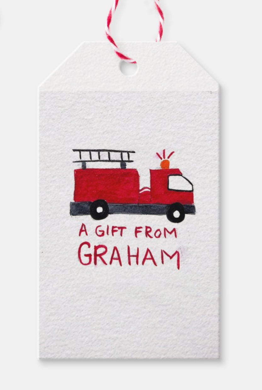 Fire Truck Gift Tag