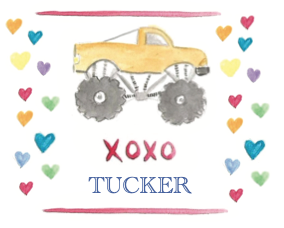 Yellow Monster Truck Valentine's Day Cards