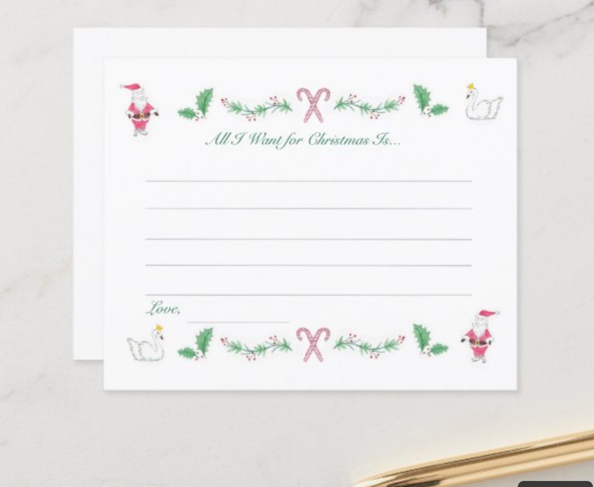 Holiday stationary: letter to Santa, wish list