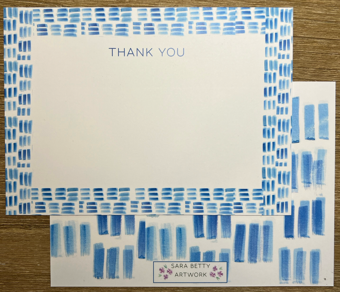 Blue Brush Stroke Thank You Cards