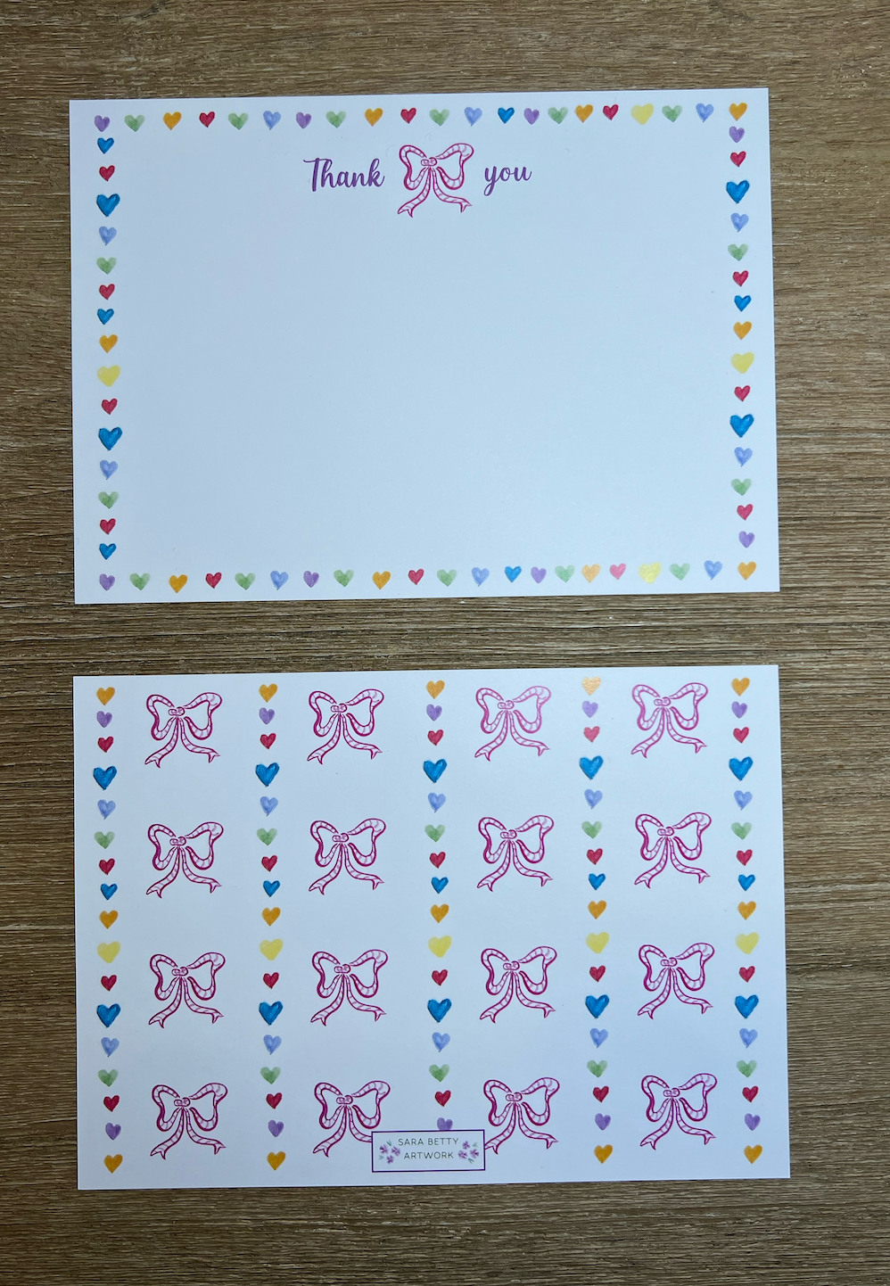 Bows & Hearts Thank You Card