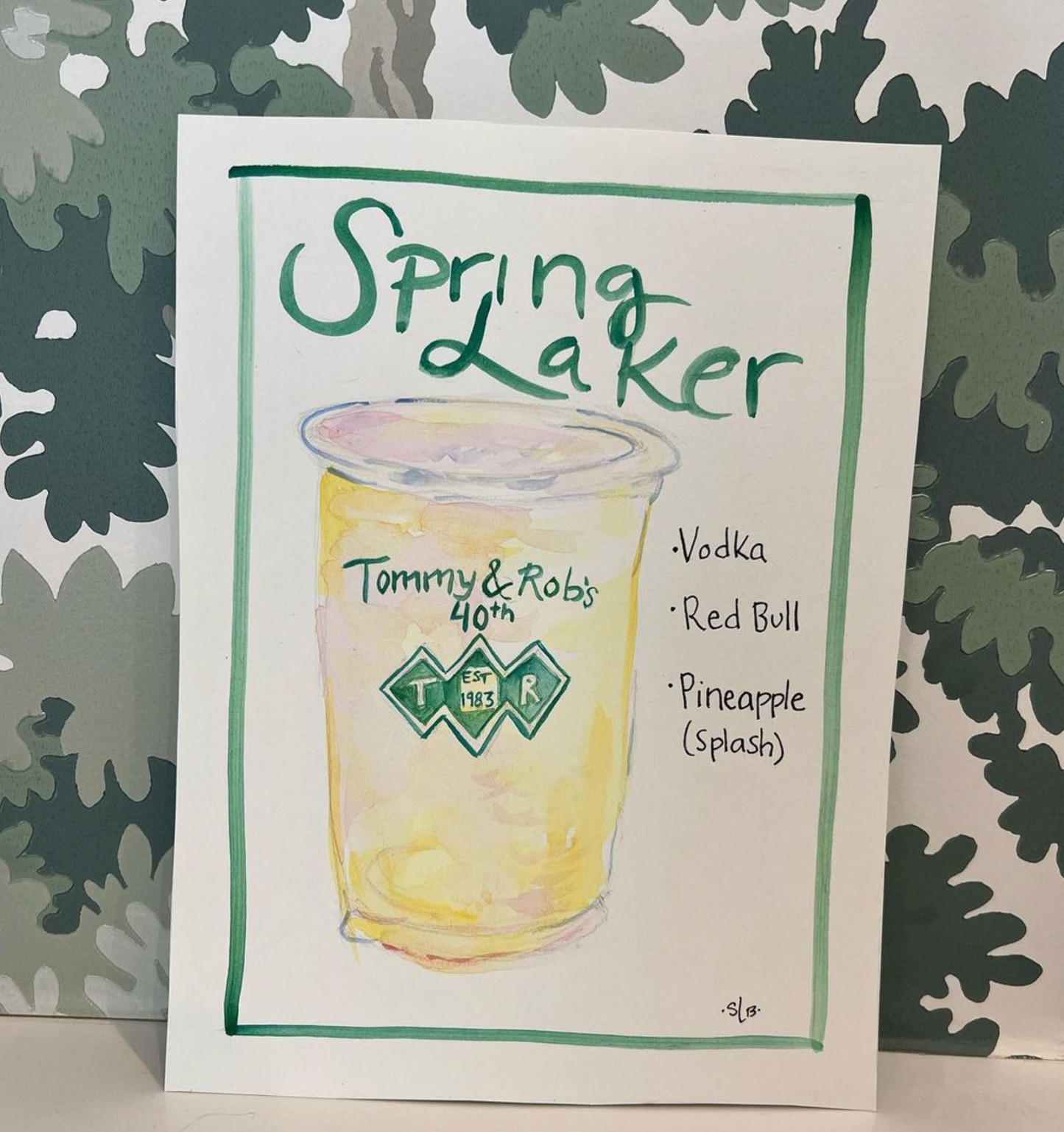 Custom Watercolor Signature Cocktail Artwork