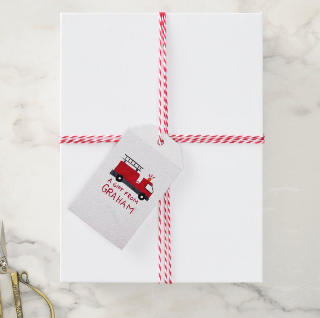 Fire Truck Gift Tag