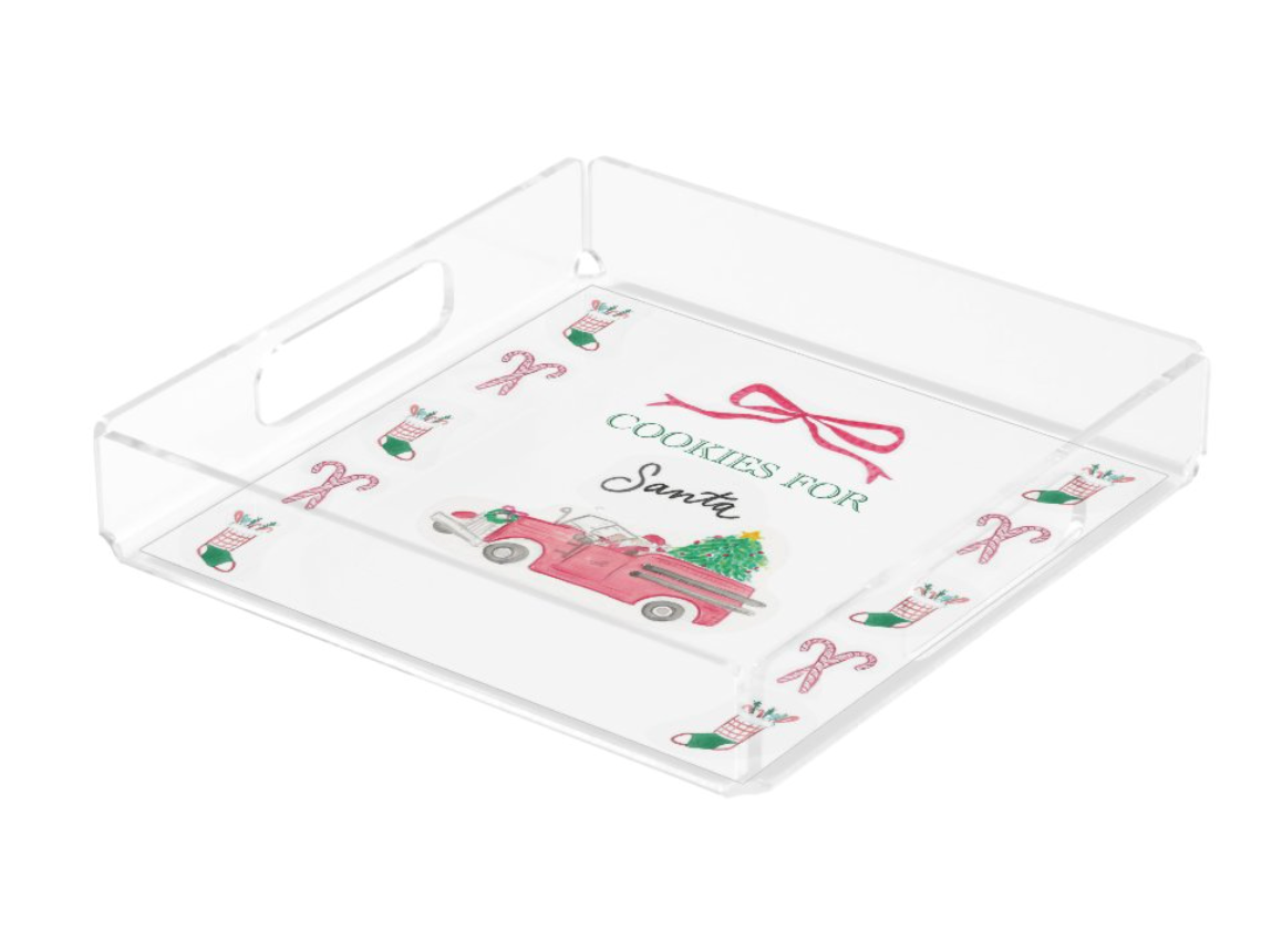Acrylic Holiday Tray - Cookies for Santa